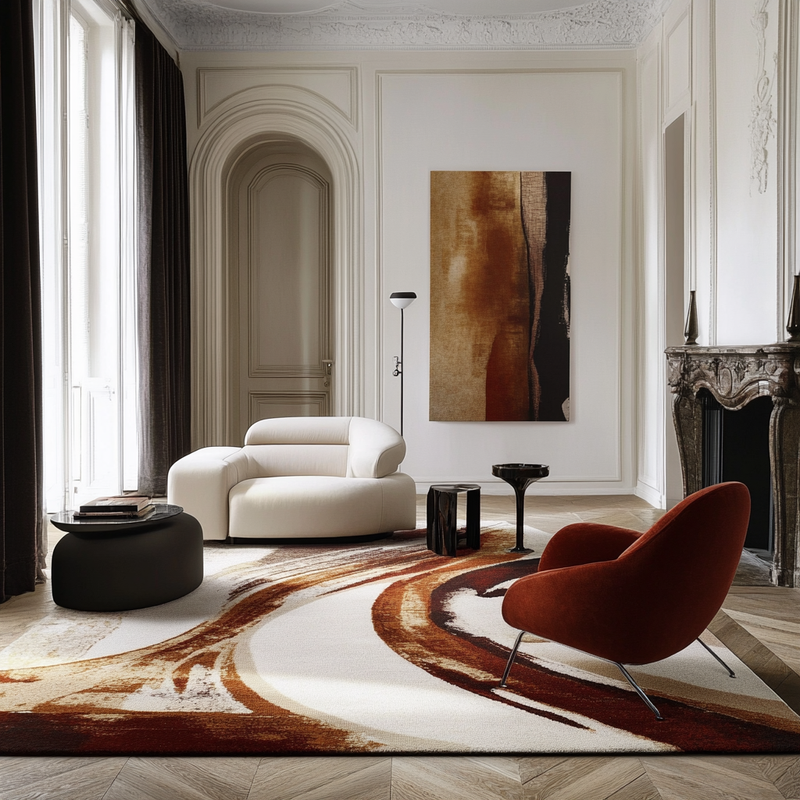 Équilibre et contraste : marier des tapis abstraits avec des décors classiques